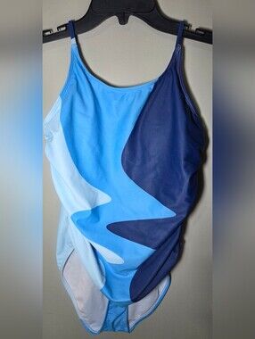 Blue Abstract One Piece Swimsuit Adjustable Strap Swimwear